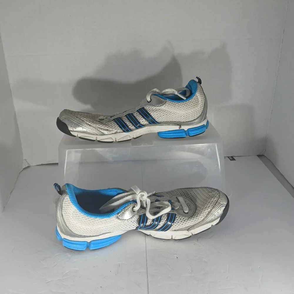 Adidas G11337 Running Shoes 8.5 Silver Blue Y2K Metallic Retro‎ Techwear
